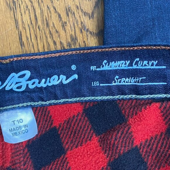 Eddie Bauer flannel lined jeans Slightly Curvy Straight leg size 10T New - Picture 4 of 7
